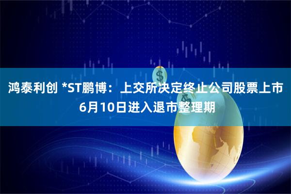 鸿泰利创 *ST鹏博：上交所决定终止公司股票上市 6月10日进入退市整理期