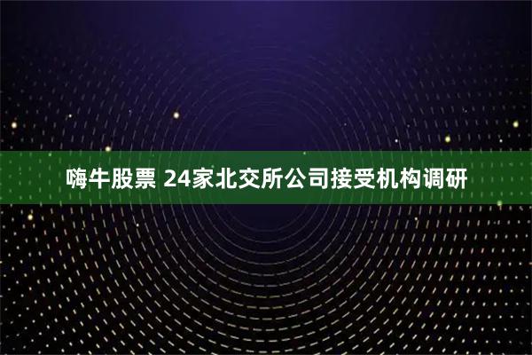 嗨牛股票 24家北交所公司接受机构调研