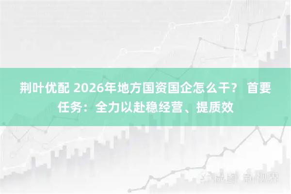 荆叶优配 2026年地方国资国企怎么干？ 首要任务：全力以赴稳经营、提质效