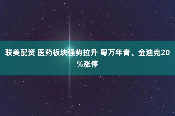 联美配资 医药板块强势拉升 粤万年青、金迪克20%涨停